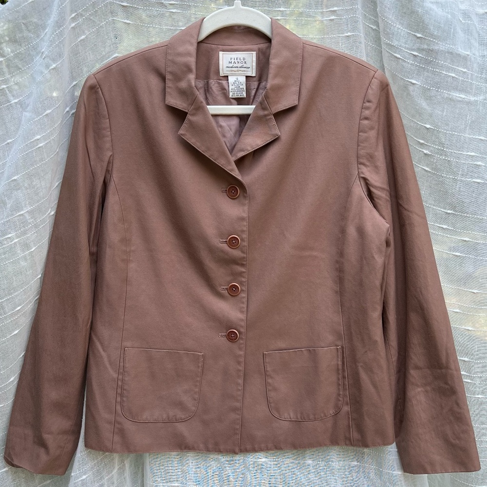 Field Manor Dusty Rose Cotton and Silk Blazer